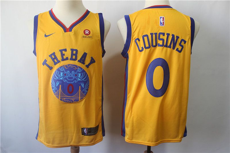 Men Golden State Warriors #0 Cousins Yellow Game Nike NBA Jerseys